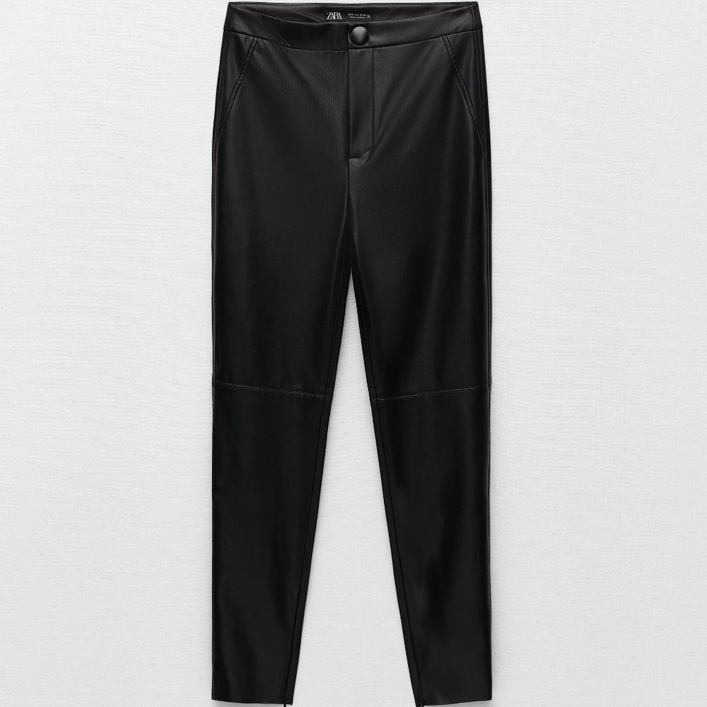 Zara FAUX LEATHER LEGGINGS Color: BLACK Size: L NWT.